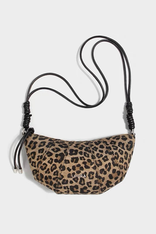 CROISSANT LEOPARD PRINT SHOULDER BAG