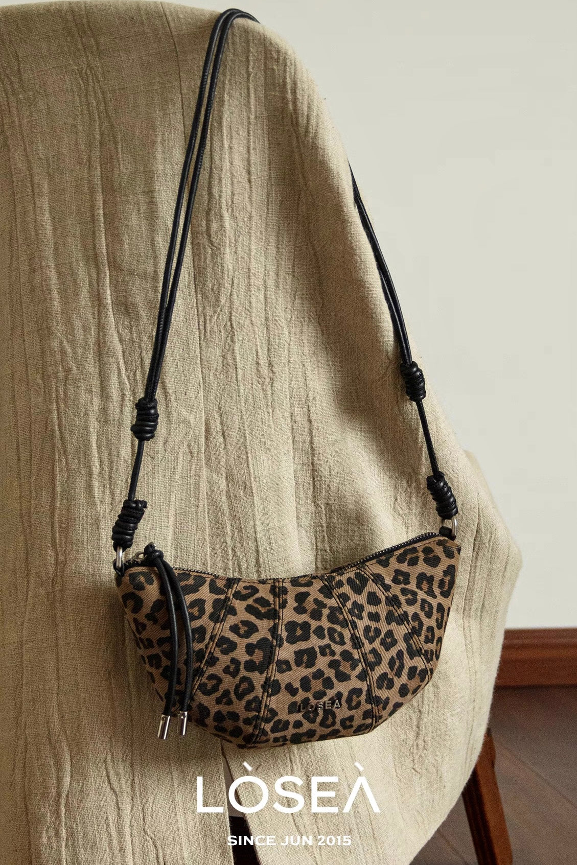 CROISSANT LEOPARD PRINT SHOULDER BAG